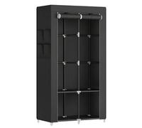 Shein Armario, 2 Barras de Ropa, Estantes, 4 Bolsillos Laterales, Almacenamiento, de Tela, Perchero, Plegable, 45 x 86 x 167 cm, Negro Tinta