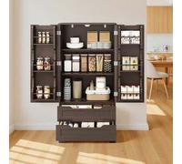 Shein Armario de cocina, armario de 120 cm de altura, armario de cocina, armario buffet con estantes ajustables, armario de comedor con cajones, para salón,