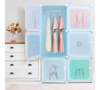 Shein Armario de habitación DIY con 6 cubos para habitación infantil, diseño de animales de dibujos animados, mueble de almacenamiento de plástico PP con 1