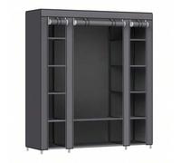 Shein Armario de Tela 12 con Barra y estantes, Armario Estable para Dormitorio, vestidor, 150 x 45 x 175 cm, Gris
