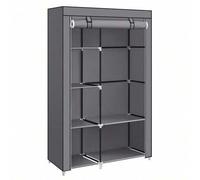 Shein Armario de Tela, Armario de Ropa, con 1 Barra Colgante, 6 Estantes, Tela no Tejida, Marco de Metal, 45 x 105 x 168 cm, para Dormitorio, Pasillo, Gris