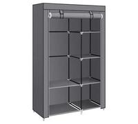 Shein Armario de Tela, Armario de Ropa, con 1 Barra Colgante, 6 Estantes, Tela no Tejida, Marco de Metal, 45 x 105 x 168 cm, para Dormitorio, Pasillo, Gris