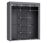 Shein Armario de Tela , Armario Portátil con Barra Colgante, Perchero Plegable, para Vestuario, Dormitorio, Cuarto de estudio, 150 x 45 x 175 cm, Gris