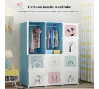 Shein Armario infantil, organizador modular de almacenamiento DIY con dibujos animados y puertas, diseño apilable que ahorra espacio, cómoda portátil para h