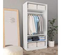 Shein Armario Larryhot Blanco 100 x 50 x 200 cm Material Madera - 3 Compartimentos Pequeños, 1 Compartimento Grande con Barra para Ropa - Almacenaje para Ro