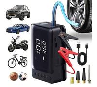 Shein Arrancador de coche portátil 2 en 1 & compresor de aire, inflador de neumáticos inalámbrico de 150PSI con apagado automático, banco de energía con ref