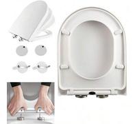 Shein Asiento de inodoro de cierre suave - con forma de D, antibacteriano e higiénico, fácil de limpiar con bisagras de liberación rápida, rotación de 360°