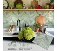 Shein Azulejos adhesivos para pared - 5/10/30 hojas de 11.4"X 9" - Azulejos adhesivos 3D a prueba de agua y aceite para cocina, baño, pegatinas de azulejos