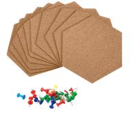 Shein Baldosas de corcho hexagonales, tableros de pared autoadhesivos, tablero de anuncios para oficina, hogar, cocina (paquete de 1/4/6/10), regreso a la e