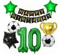 Shein Balón de fútbol, balón de trofeo, globos de cumpleaños con temática verde, decoraciones de fiesta, accesorios para fotos