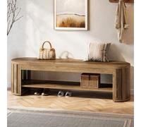 Shein Banco de madera de 160 cm con almacenaje para dormitorio, entrada, cama de madera de dos niveles para recibidor, comedor y salón, estilo rústico, zapa