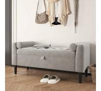 Shein Banco otomano de 118 cm con espacio de almacenamiento, tapizado en terciopelo, reposapiés para dormitorio, pasillo, entrada y sala de estar.