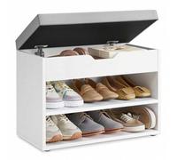 Shein Banco Zapatero, Mueble Zapatero con Asiento Tapizado, Banco Recibidor con 3 Compartimentos y Asiento Acolchado, 30 x 60 x 44 cm, para Entrada Dormitor