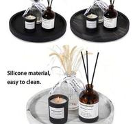 Shein Bandeja de baño de silicona, bandeja de tocador redonda, soporte decorativo para jabón, organizador de encimera de cocina, decoración de mesa de café
