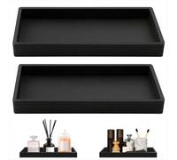 Shein Bandeja de baño de silicona - Estante de almacenamiento decorativo rectangular para encimera, fregadero de cocina y tocador - Plato de jabón pequeño,