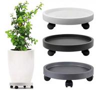 Shein Bandeja de maceta de plástico resistente con 4 rodillos suaves y base reforzada Decoración del hogar Maceta de planta - Diseño circular de alta calida