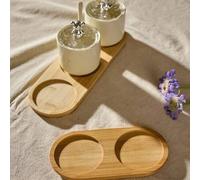 Shein Bandeja de madera para tarros de condimentos, contenedor ornamental, bandeja de servicio, bandeja de mesa de café redonda, posavasos, bandeja decorati