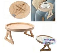Shein Bandeja plegable y ajustable para apoyabrazos de sofá de bambú con soporte para taza, teléfono, tableta y aperitivos para sala de estar, dormitorio y
