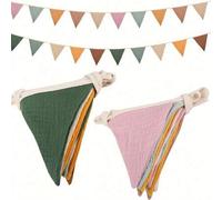 Shein Banderines triangulares de festival, guirnalda de triángulos de colores, pancartas de tela triangular, suministros universales para fiestas de cumplea