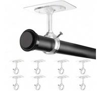 Shein Barra de cortina de montaje en techo sin taladro de uso intensivo, ganchos de pared/techo sin daños, negro/blanco plástico (aplicable), adecuado para