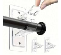 Shein Barra de cortina de plástico clásica, sin necesidad de perforar, barra autoadhesiva multifuncional, ganchos para barra de cortina sin clavos ni pegame