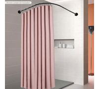 Shein Barra telescópica en forma de L para cortina de ducha, color negro, fabricada en acero inoxidable, ajustable de 75 a 95 cm x 90 a 130 cm, doble montaj