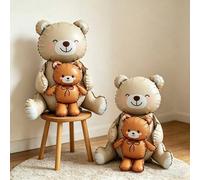 Shein Base de globo con forma de oso marrón de 37 pulgadas sentado, decoración de fiesta de cumpleaños con globos, Día de San Valentín, aniversario, arreglo