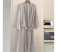 Shein Bata de dormir estilo japonés de primavera/otoño con estampado de corazones a cuadros, elegante y holgada, cómoda y casual, de longitud media, con cue