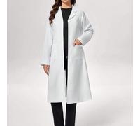Shein Bata de laboratorio de longitud media con cuello liso y bolsillos dobles