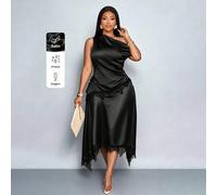 Shein Blusa de encaje con hombro asimétrico para mujer de talla grande, adecuada para ir al trabajo, profesional y negocios