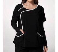 Shein Blusa superior de uniforme sanitario talla grande, adecuada para el verano