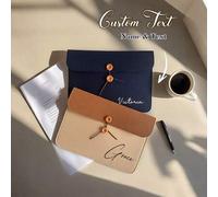 Shein Bolsa de documentos de fieltro A4 personalizada con texto de nombre, carpeta de archivos con botón personalizada, cartera de negocios personalizada co