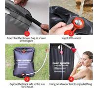 Shein Bolsa de ducha exterior de gran capacidad de 20L, hecha de material PVC portátil, con manguera roja y dispositivo de ducha exterior plegable, adecuada