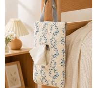 Shein Bolsa dispensadora de toallitas húmedas acolchada con estampado floral y correa para colgar, organizador portátil de artículos esenciales de viaje par