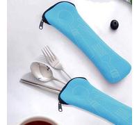 Shein Bolsa organizadora de cubiertos portátil con cremallera, bolsa reutilizable para almacenamiento de cubiertos con bolsillo para tenedores, cucharas, cu