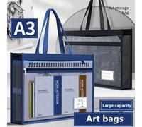 Shein Bolso portafolios de arte A3, diseño de malla simple de gran capacidad para llevar un bloc de dibujo, suministros para estudiantes de regreso a la esc
