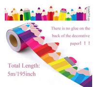 Shein Borde decorativo de papel para pizarra y tablero de anuncios escolar, colorido, para la temporada de regreso a clases, sin necesidad de pegamento