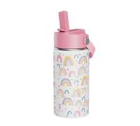 Shein Botella de agua aislada de 12 onzas, frasco de vacío de vidrio a prueba de fugas de doble pared, botella de agua de metal con pajita, adecuada para es