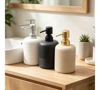 Shein Botella dispensadora de jabón de manos con forma de guijarro redondo, juego de accesorios de baño de doble color, dispensador de bomba de gel de ducha