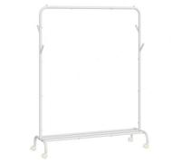 Shein Burro para Ropa, con Ruedas, Perchero Burro con Barra, Estructura de Tubo de Acero, Carga Máx. De 50 kg, Ancho de 103,5 cm, Almacenaje Multifuncional,