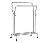 Shein Burro para Ropa, con Ruedas, Perchero Burro con Doble Barra, Estructura de Tubo de Acero, Carga Máx. De 100 kg, Ancho de 103,5 cm, Almacenaje Multifun