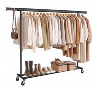 Shein Burro Ropa con Ruedas, Perchero Burro Extensible con Carga Pesada, Capacidad de Carga Máx. de 150 kg, 45 x (160-200) x 161,5 cm, Fácil de Montar, Port