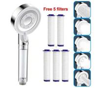 Shein Cabezal de ducha con 5 modos de filtro y 5 filtros de repuesto adicionales, rociador de ducha con filtro de baño y aumento de presión, cabezal de duch