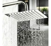 Shein Cabezal de ducha cuadrado de lluvia de acero inoxidable 304, rociador de ducha fijo montado en la pared de alta presión, superficie pulida, diseño ult