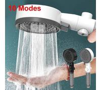 Shein Cabezal de ducha de alta presión con 10 modos, con función de parada de agua con un solo botón, masaje, portátil, accesorios y herramientas de baño
