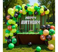 Shein Cadena de globos con diseño de píxeles de Minecraft, cadena de globos de látex con diseño de juego de de píxeles, set de suministros para decoración d
