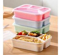 Shein Caja bento de 4 compartimentos a prueba de fugas - Reutilizable, apta para microondas/refrigerador/lavavajillas, con tapa, recipiente de almacenamient