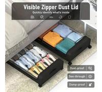 Shein Caja de almacenamiento bajo la cama con ruedas de 60 L XXL, caja de almacenamiento rodante para ropa, zapatos, mantas, juguetes y libros, caja de alma