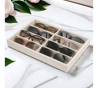 Shein Caja de almacenamiento de gafas, estante de gafas con patrón de hielo beige - Adecuado tanto para hombres como para mujeres (8 compartimentos), 8 comp