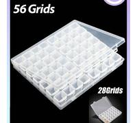 Shein Caja de almacenamiento de joyas desmontable, con 4/28/56 ranuras con tapa, organizador de artículos pequeños, cierre plegable, adecuado para pintura d